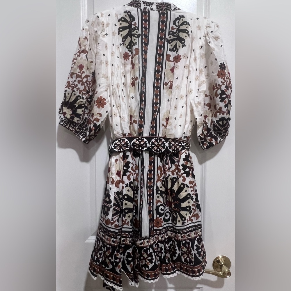 Farm Rio Flower Fan Tapestry Off-White Mini Dress - Picture 4 of 4